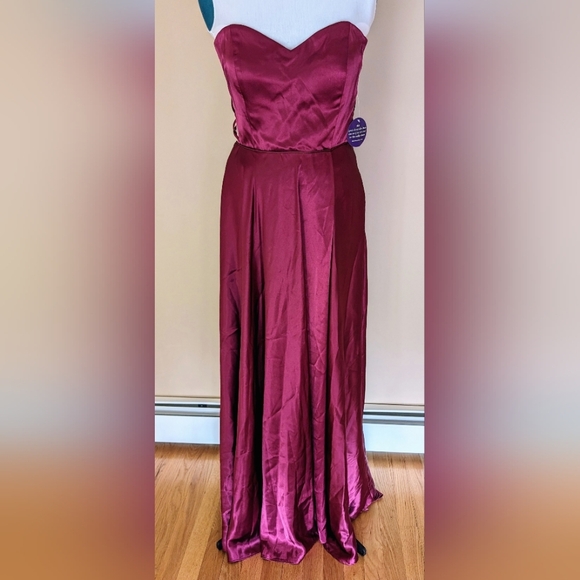 Strapless Maroon Prom Dress Formal Gown